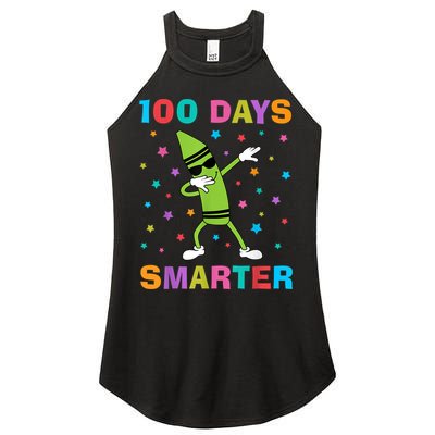 100 Days Smarter 100th Day of School Dabbing Crayon Women's Perfect Tri Rocker Tank