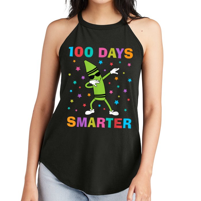 100 Days Smarter 100th Day of School Dabbing Crayon Women's Perfect Tri Rocker Tank