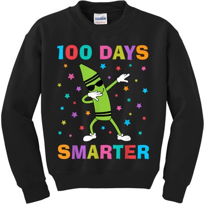 100 Days Smarter 100th Day of School Dabbing Crayon Kids Sweatshirt