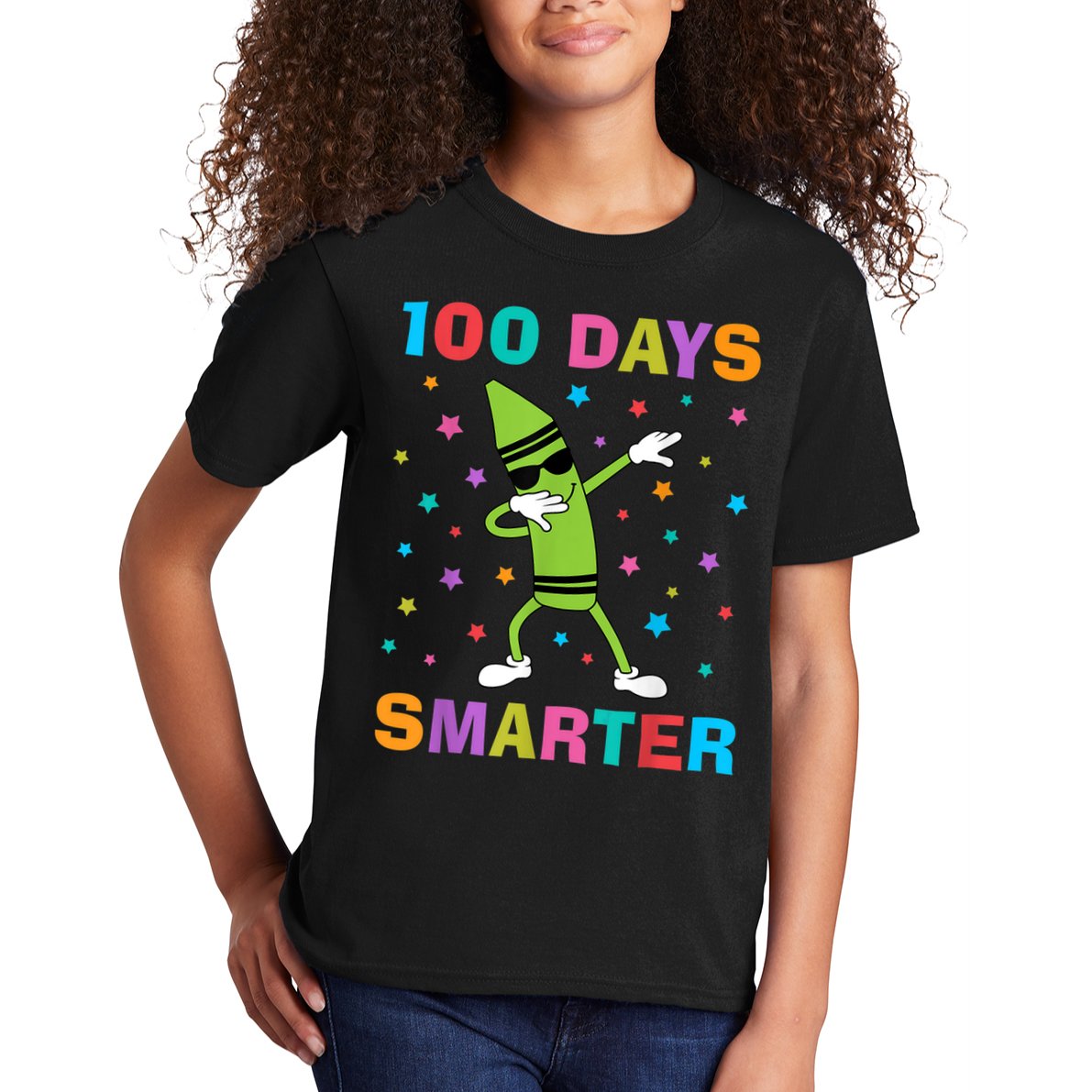 100 Days Smarter 100th Day of School Dabbing Crayon Kids T-Shirt