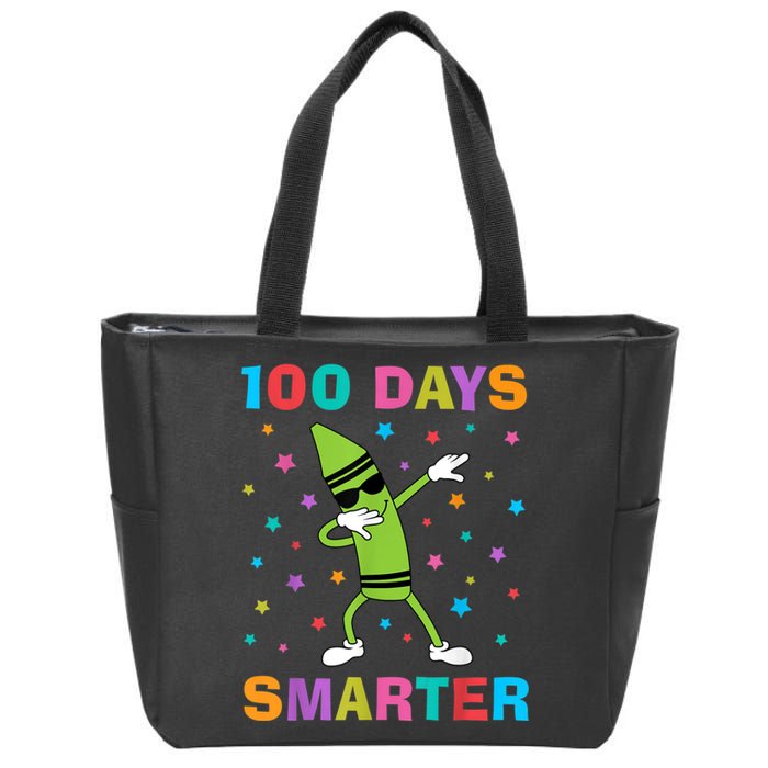 100 Days Smarter 100th Day of School Dabbing Crayon Zip Tote Bag