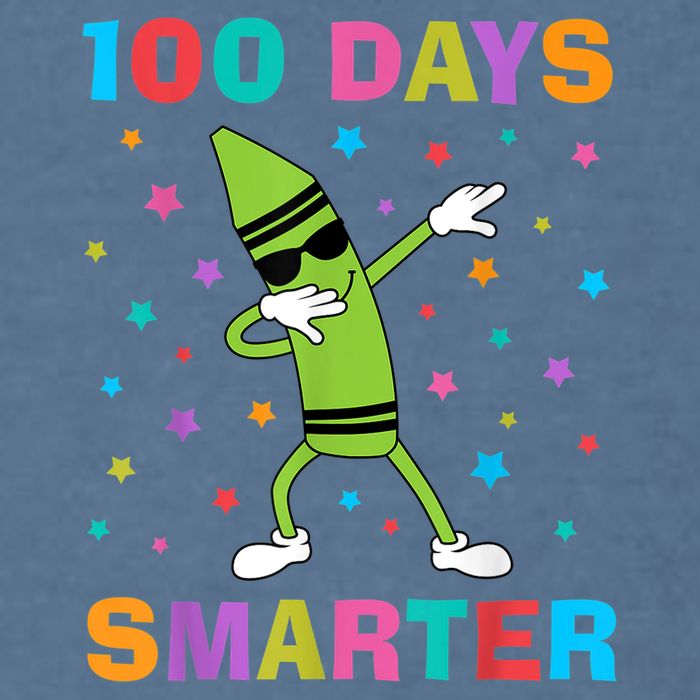 100 Days Smarter 100th Day of School Dabbing Crayon Garment-Dyed Sweatshirt