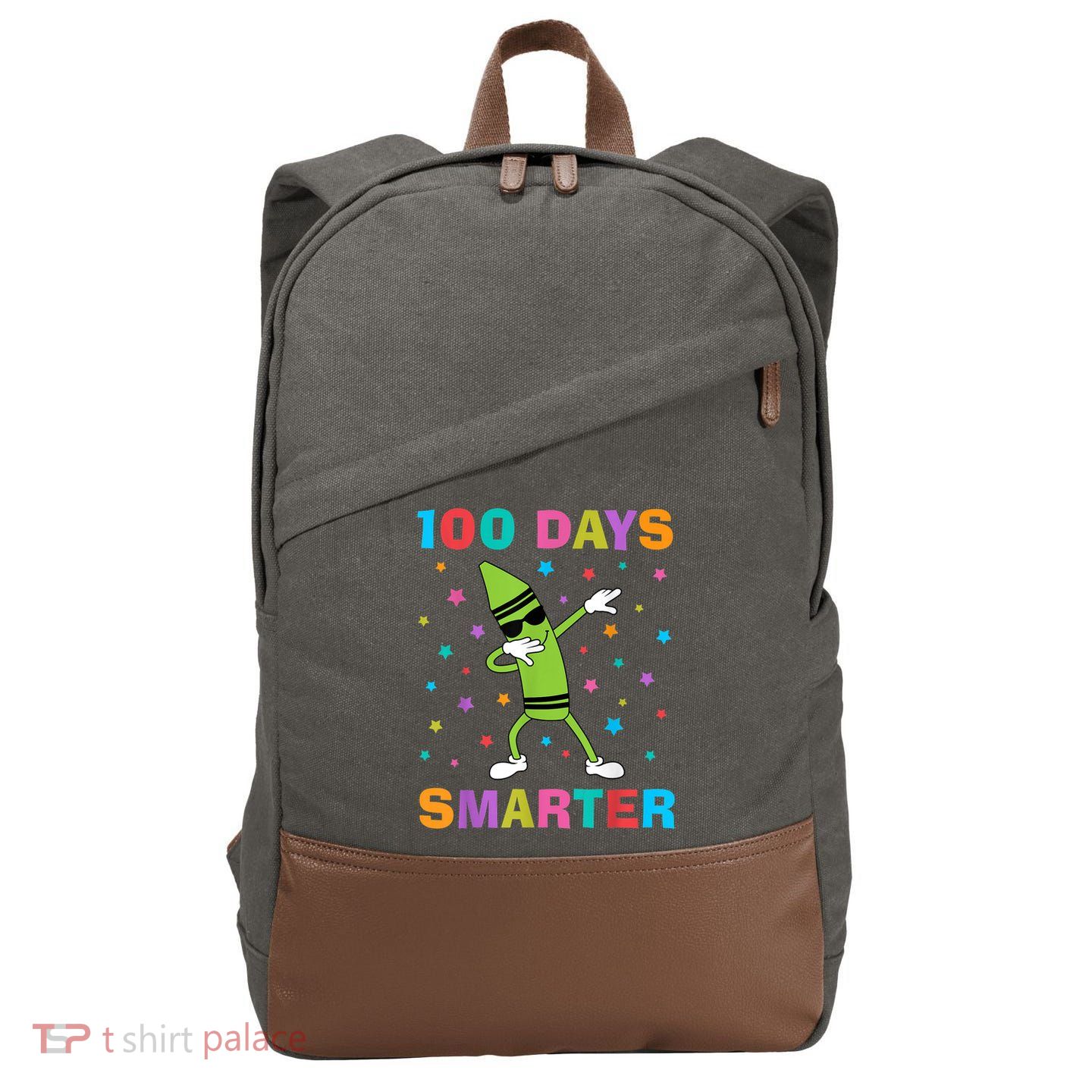 100 Days Smarter 100th Day of School Dabbing Crayon Cotton Canvas Backpack