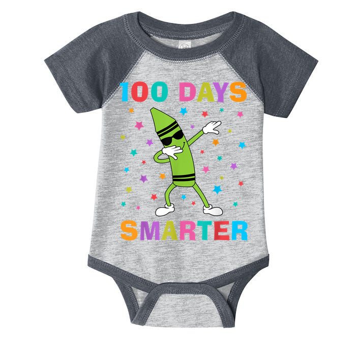 100 Days Smarter 100th Day of School Dabbing Crayon Infant Baby Jersey Bodysuit