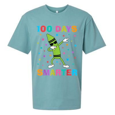 100 Days Smarter 100th Day of School Dabbing Crayon Sueded Cloud Jersey T-Shirt
