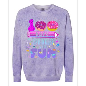 100 Days Sprinkled With Fun Donut 100th Day Of School Gift Colorblast Crewneck Sweatshirt