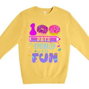 100 Days Sprinkled With Fun Donut 100th Day Of School Gift Premium Crewneck Sweatshirt