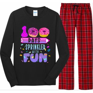 100 Days Sprinkled With Fun Donut 100th Day Of School Gift Long Sleeve Pajama Set