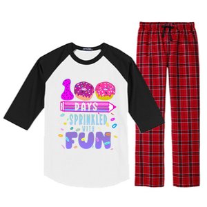 100 Days Sprinkled With Fun Donut 100th Day Of School Gift Raglan Sleeve Pajama Set