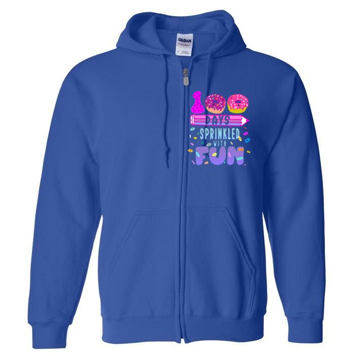 100 Days Sprinkled With Fun Donut 100th Day Of School Gift Full Zip Hoodie