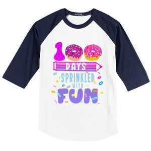 100 Days Sprinkled With Fun Donut 100th Day Of School Gift Baseball Sleeve Shirt