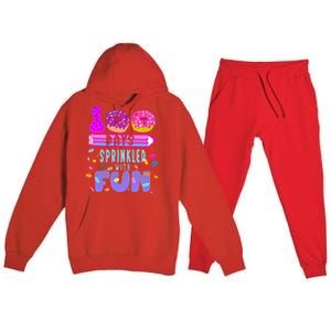 100 Days Sprinkled With Fun Donut 100th Day Of School Gift Premium Hooded Sweatsuit Set