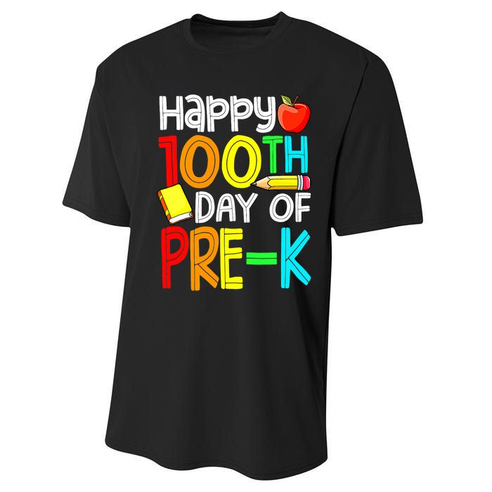 100 Days Smarter Pre K Happy 100th Day Of School Pre K  Performance Sprint T-Shirt