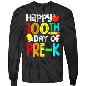 100 Days Smarter Pre K Happy 100th Day Of School Pre K  Tie-Dye Long Sleeve Shirt