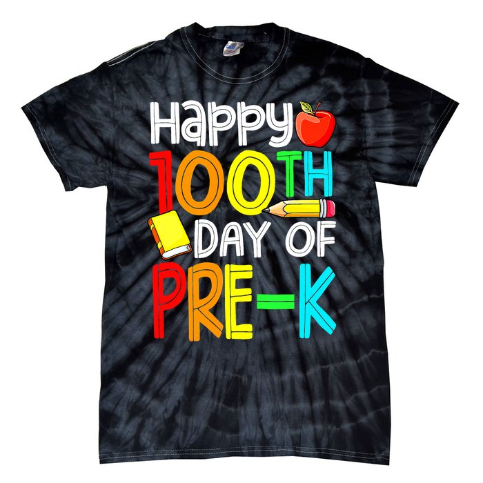 100 Days Smarter Pre K Happy 100th Day Of School Pre K  Tie-Dye T-Shirt