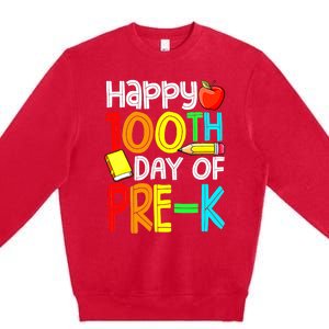 100 Days Smarter Pre K Happy 100th Day Of School Pre K  Premium Crewneck Sweatshirt