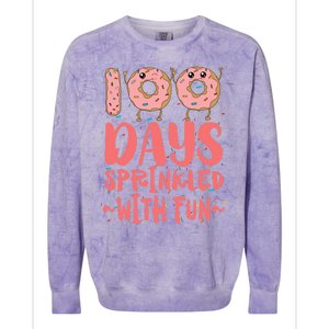 100 Days Sprinkled With Fun Donut 100th Day Of School Gift Colorblast Crewneck Sweatshirt