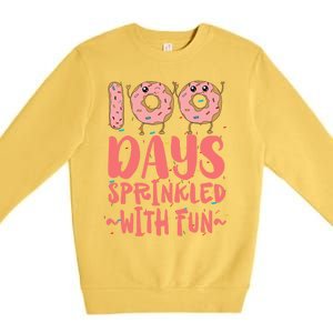 100 Days Sprinkled With Fun Donut 100th Day Of School Gift Premium Crewneck Sweatshirt