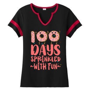 100 Days Sprinkled With Fun Donut 100th Day Of School Gift Ladies Halftime Notch Neck Tee