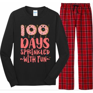 100 Days Sprinkled With Fun Donut 100th Day Of School Gift Long Sleeve Pajama Set