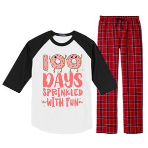 100 Days Sprinkled With Fun Donut 100th Day Of School Gift Raglan Sleeve Pajama Set