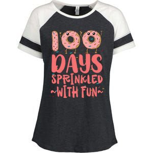 100 Days Sprinkled With Fun Donut 100th Day Of School Gift Enza Ladies Jersey Colorblock Tee