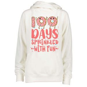 100 Days Sprinkled With Fun Donut 100th Day Of School Gift Womens Funnel Neck Pullover Hood