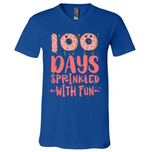 100 Days Sprinkled With Fun Donut 100th Day Of School Gift V-Neck T-Shirt