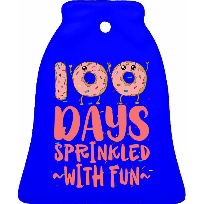 100 Days Sprinkled With Fun Donut 100th Day Of School Gift Ceramic Bell Ornament