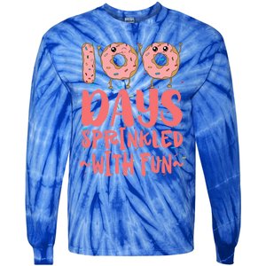 100 Days Sprinkled With Fun Donut 100th Day Of School Gift Tie-Dye Long Sleeve Shirt