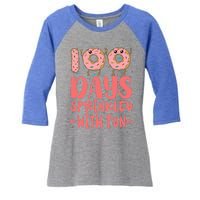 100 Days Sprinkled With Fun Donut 100th Day Of School Gift Women's Tri-Blend 3/4-Sleeve Raglan Shirt