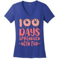 100 Days Sprinkled With Fun Donut 100th Day Of School Gift Women's V-Neck T-Shirt