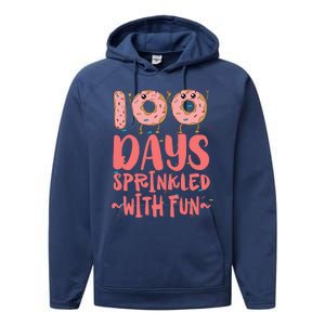 100 Days Sprinkled With Fun Donut 100th Day Of School Gift Performance Fleece Hoodie