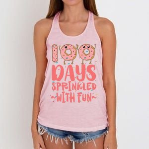 100 Days Sprinkled With Fun Donut 100th Day Of School Gift Women's Knotted Racerback Tank