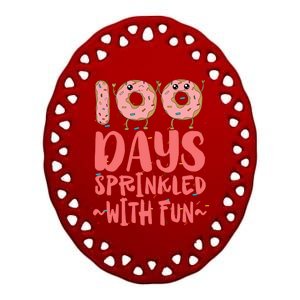 100 Days Sprinkled With Fun Donut 100th Day Of School Gift Ceramic Oval Ornament