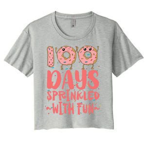 100 Days Sprinkled With Fun Donut 100th Day Of School Gift Women's Crop Top Tee