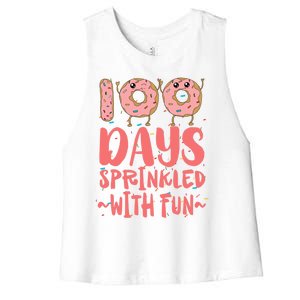 100 Days Sprinkled With Fun Donut 100th Day Of School Gift Women's Racerback Cropped Tank