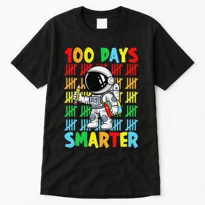 100 Days Smarter Space Astronaut 100th Day Of School Tall T-Shirt