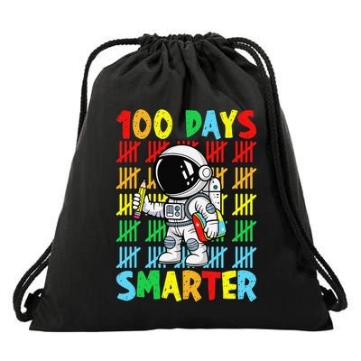 100 Days Smarter Space Astronaut 100th Day Of School Drawstring Bag