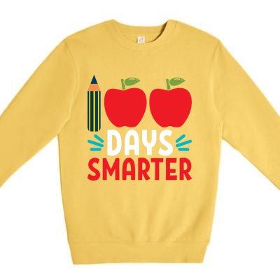 100 Days Smarter 100th Day Of School Gift Premium Crewneck Sweatshirt