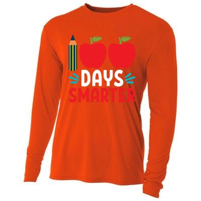 100 Days Smarter 100th Day Of School Gift Cooling Performance Long Sleeve Crew