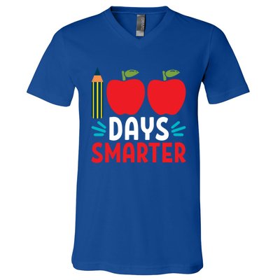 100 Days Smarter 100th Day Of School Gift V-Neck T-Shirt