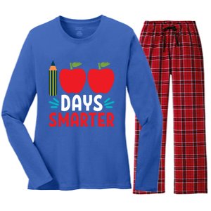 100 Days Smarter 100th Day Of School Gift Women's Long Sleeve Flannel Pajama Set 