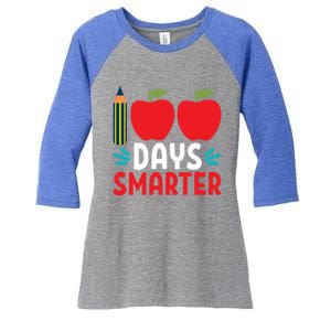 100 Days Smarter 100th Day Of School Gift Women's Tri-Blend 3/4-Sleeve Raglan Shirt