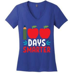 100 Days Smarter 100th Day Of School Gift Women's V-Neck T-Shirt