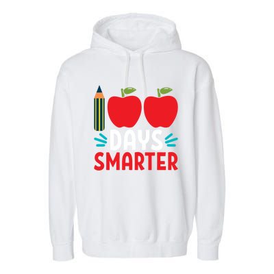 100 Days Smarter 100th Day Of School Gift Garment-Dyed Fleece Hoodie