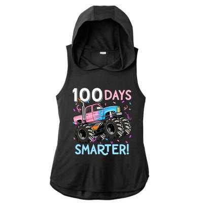 100 Days Smarter Monster Truck 100th Day Of School Girl Ladies PosiCharge Tri-Blend Wicking Draft Hoodie Tank