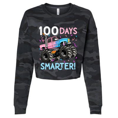 100 Days Smarter Monster Truck 100th Day Of School Girl Cropped Pullover Crew