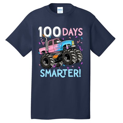 100 Days Smarter Monster Truck 100th Day Of School Girl Tall T-Shirt