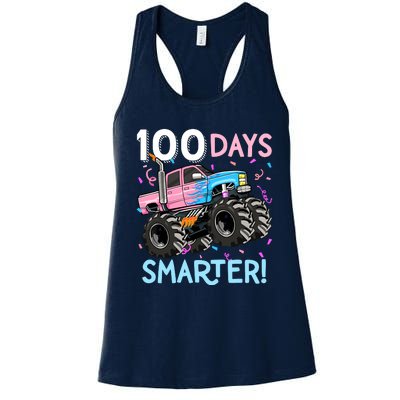 100 Days Smarter Monster Truck 100th Day Of School Girl Women's Racerback Tank